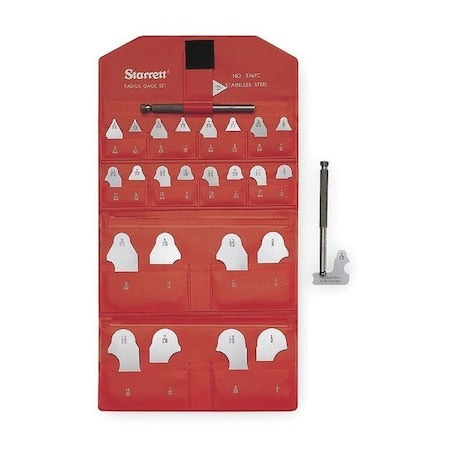 Radius Gage Set, 1/64-1/2 In, 25 Leaves
