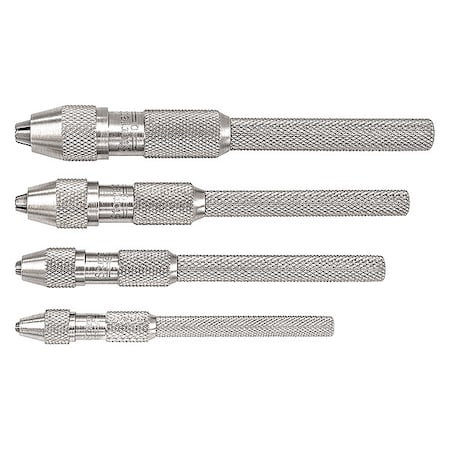 Pin Vise Set, 0-0.187 In, Nickel, 4 Pc