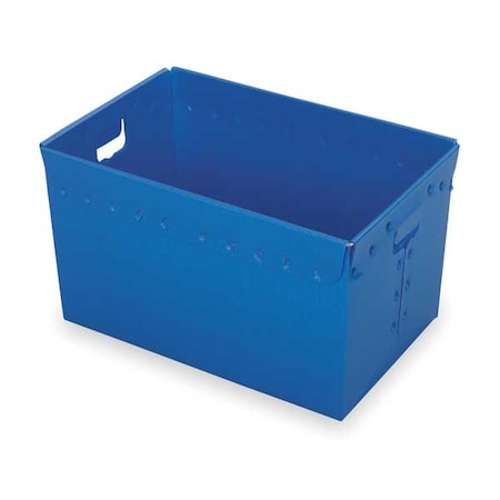 Nestable Storage Container, 12.9 gal, 23 in L x 15-5/8 in W x 12 in H, Blue, Polyethylene, 3 PK
