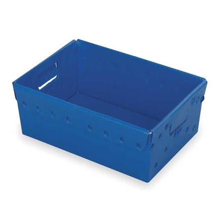Corrugated & Nestable Storage Container, 4.3 gal, 18 in L x 13 in W x 6-1/8 in H, Blue, 5 PK