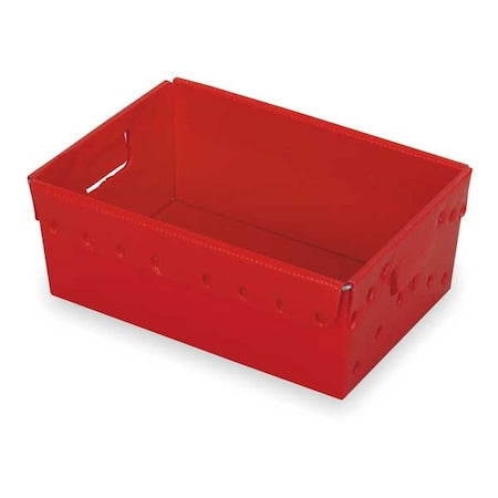 Corrugated & Nestable Storage Container, 7.6 gal, 18 in L x 13 in W x 12 in H, Red, Polyethylene