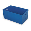 Corrugated & Nestable Storage Container, 22.4 gal, 30 in L x 19 in W x 12 in H, Blue, Polyethylene