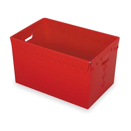 Corrugated & Nestable Storage Container, 12.9 gal, 23 in L x 15-5/8 in W x 12 in H, Red, 3 PK