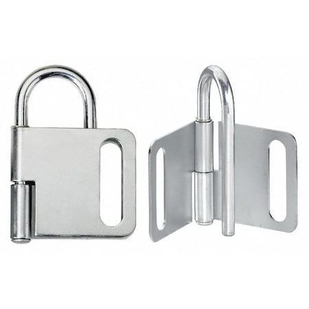 Lockout Hasp, Silver, Steel, 4 Max. No. of Padlocks, 9/32 in Max. Shackle Dia., 1 in Jaw Clearance