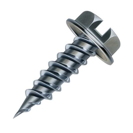 Sheet Metal Screw, #8 x 1 in, Zinc Plated Steel Flange Hex Head External Hex Drive, 500 PK