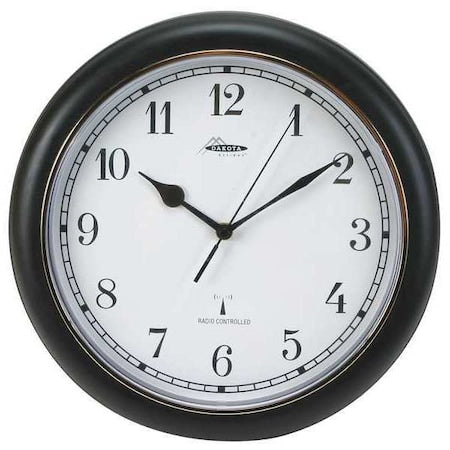 12-1/8" Analog Quartz Atomic Wall Clock, Black