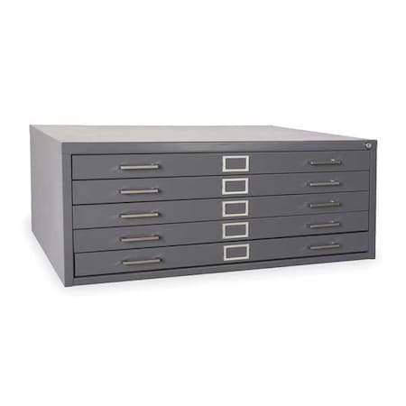 Cabinet, Flat File, 5 Drawer, Gray