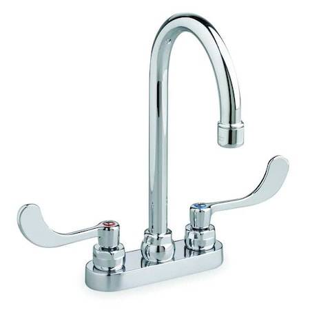 Manual Gooseneck Kitchen/Bathroom Faucet, 4" Mount, Chrome 3 Hole