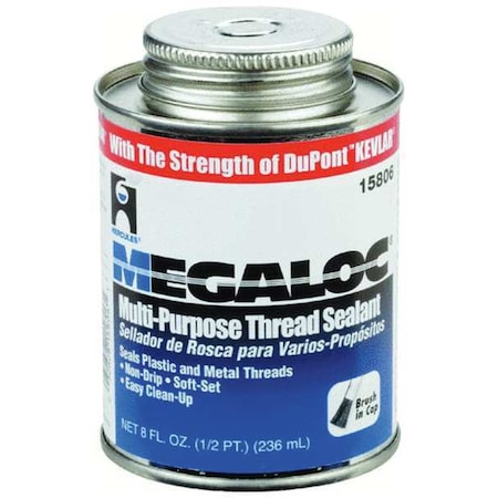 Pipe Thread Sealant 8 fl oz, Brush-Top Can, Megaloc, Blue, Paste