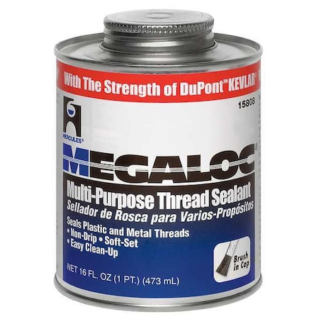 Pipe Thread Sealant 19.2 fl oz, Brush-Top Can, Megaloc, Blue, Paste