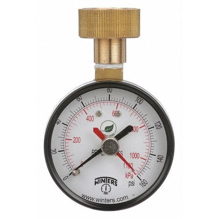 Max Pointer Test Gauge,2.5 in.,0-160 psi