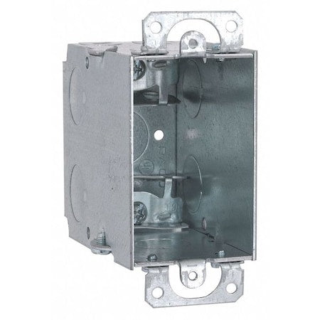 Electrical Box, 18 cu in, Switch Box Type, 1 Gang, Galvanized Zinc, Rectangular Shape