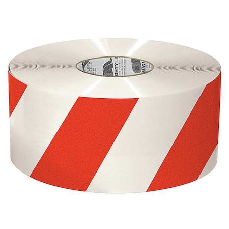 Industrial Safety Floor Marking Tape Vinyl White/Red Chevrons, 6" W x 100 ft. L, 60 mil Thick