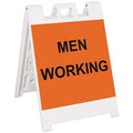 Barricade Sign, Plastic, Engineer, 36 in Height, 3 in Length, 17 lb, White