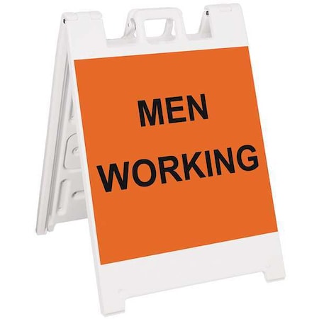 Barricade Sign, Plastic, Engineer, 36 in Height, 3 in Length, 17 lb, White