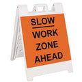 Barricade Sign, Plastic, Engineer, 36 in Height, 3 in Length, 17 lb, White