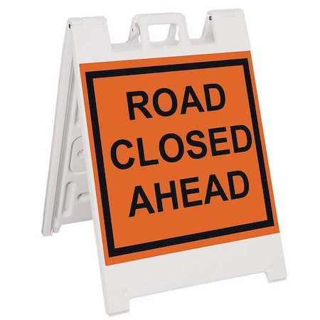 Barricade Sign, Plastic, Engineer, 36 in Height, 3 in Length, 17 lb, White