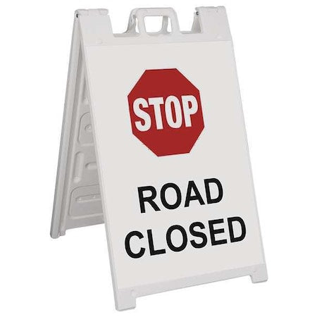 Barricade Sign, Plastic, Engineer, 45 in Height, 3 in Length, 18 lb, White