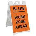 Barricade Sign, Plastic, Engineer, 45 in Height, 3 in Length, 18 lb, White