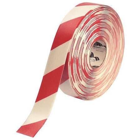 Industrial Safety Floor Marking Tape Vinyl white/Red Chevrons, 2" W x 100 ft. L, 50 mil Thick