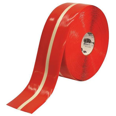 Industrial Safety Floor Marking Tape Vinyl Red/Luminescent, 4" W x 100 ft. L, 50 mil Thick