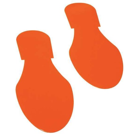 Footprint Floor Marking Tape Vinyl Orange, 3-1/2" W x 9-1/2" L, 50 mil Thick