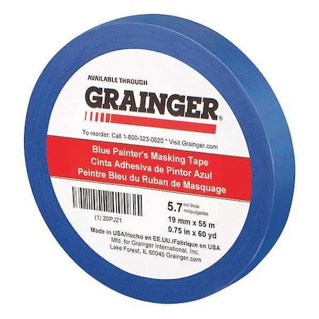 Painter's Tape, Blue, 3/4 in W, 60 yd L, 5.7 mil Thick, CP 27