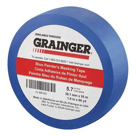 Painter's Tape, Blue, 1 1/2 in W, 60 yd L, 5.7 mil Thick, CP 27