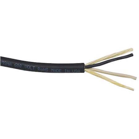 Portable Cord, SOOW, 18 AWG, 2 C, Black, Rubber, Stranded, 600V, Indoor/Outdoor, 25 ft