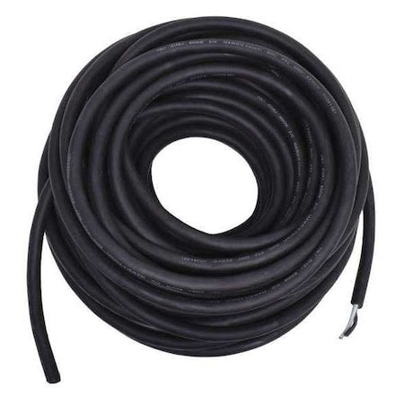 Portable Cord, SOOW, 12 AWG, 2 C, Black, Rubber, Stranded, 600V, Indoor/Outdoor, 100 ft