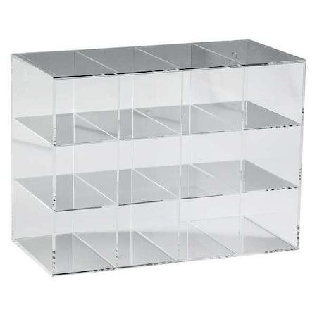 Safety Glasses Holder, Case without Door, 12 Pairs, Acrylic, 11 1/2 in H x 15 1/2 in W x 7 5/8 in D