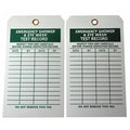 Tag, Emergency Shower & Eye Wash Test, Cardstock, 7 in H x 4 in W, White, Rectangle, 100 PK