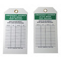 Tag, Emergency Shower & Eye Wash Test, Polyester, 5 1/2 in H x 3 in W, White, Rectangle, 25 PK