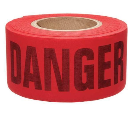 Barricade Tape, Danger Do Not Enter, Red, 3 in Wide x 135 ft Length, Cotton, 10 mil