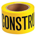 Barricade Tape, Caution Construction Area, Yellow, 3 in Wide x 200 ft Length, Polyethylene, 3 mil