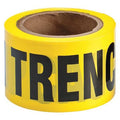 Barricade Tape, Caution Open Trench, Yellow, 3 in Wide x 200 ft Length, Polyethylene, 3 mil