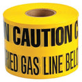 Underground Marking Tape, Caution Buried Gas Line Below, Yellow, 6 in Wide x 1, 000 ft Length, 4 mil
