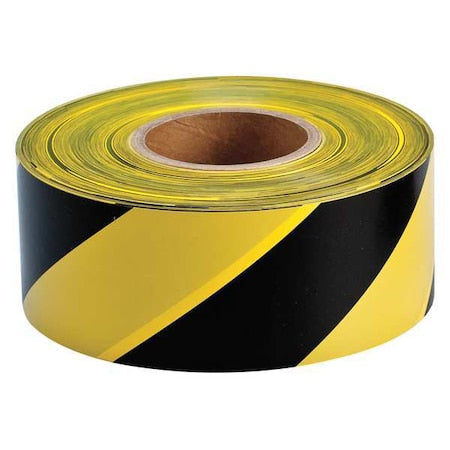 Barricade Tape, No Legend, Black/Yellow, 3 in Wide x 1, 000 ft Length, Polyethylene, 3 mil