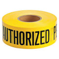 Barricade Tape, Authorized Personnel Only, Yellow, 3 in Wide x 1, 000 ft Length, Polyethylene, 3 mil