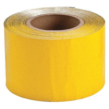 Pavement Marking Tape, Vinyl, 50 yd Length, 4 in Width, Yellow, Adhesive