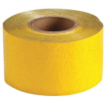 Pavement Marking Tape, Vinyl, 50 yd Length, 4 in Width, Yellow, Adhesive