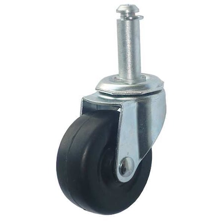 Stem Caster, 2"dia, Rubber, 75lb