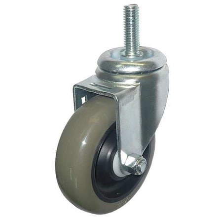 Swivel Stem Caster, Poly, 4 in, 275 lb, Gry