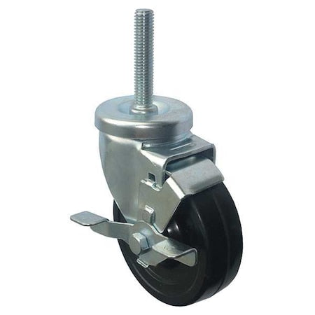 Swivel Stem Caster, Rubber, 5 in., 200 lb.