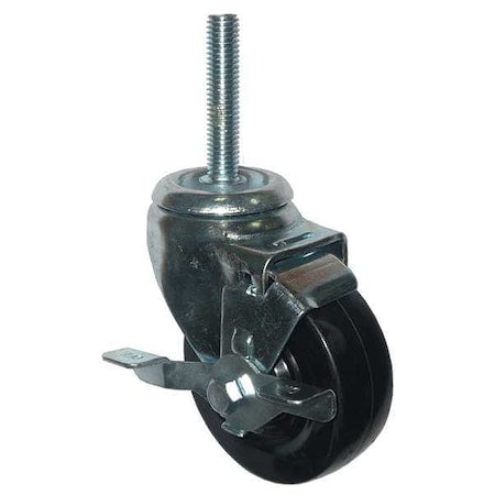 Swivel Stem Caster, Rubber, 3-1/2 in., 160 lb.