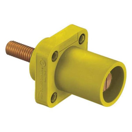 Receptacle, 4-4/0, Male, Ylw, Threaded Stud