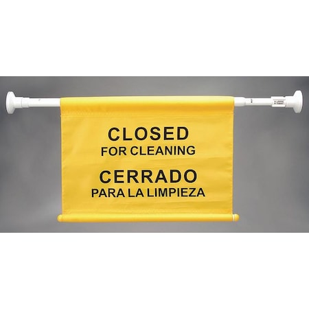 Door Barricade Sign, 14 in Height, 32 in to 52 in Width, Aluminum, Nylon, Horizontal Rectangle