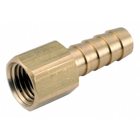 Barbed Hose Fitting, 3/16" Tube OD, 1/8 in Pipe Size, Brass