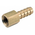 Barbed Hose Fitting, 3/8" Tube OD, 3/8 in Pipe Size, Brass