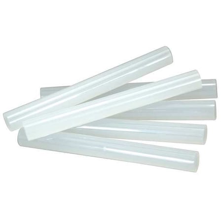 Hot Melt Adhesive, Clear, 7/16 in Dia, 4 in L, 60 sec Begins to Harden, 6 PK